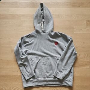 Comme des Garcons Gray Hoodie with Red Heart Patch